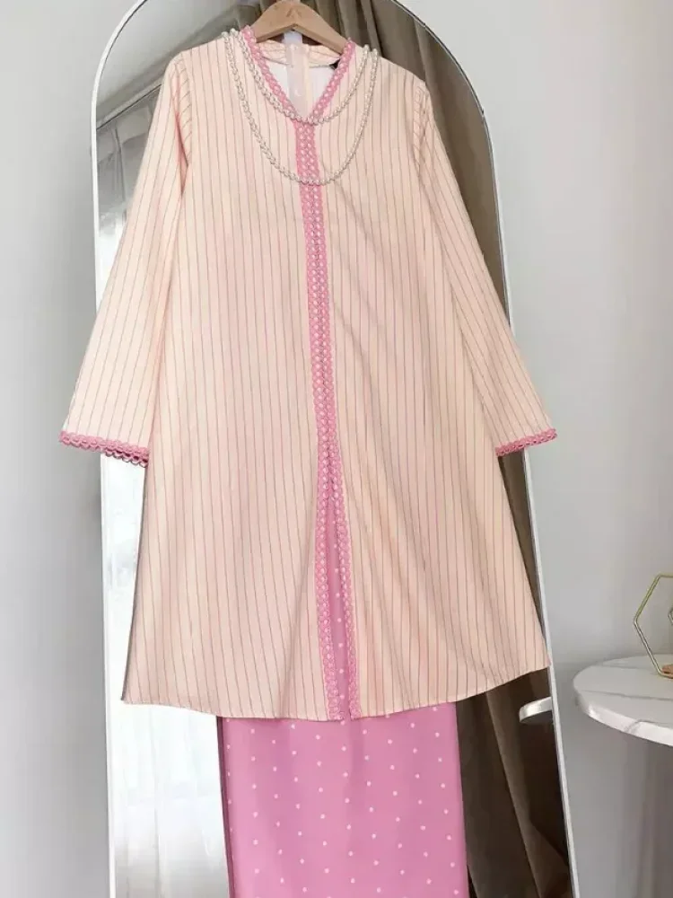 ASAYA Setelan wanita 2in1 blouse lengan panjang motif print kombinasi bunga + rok panjang highwaist elegan model kekinian