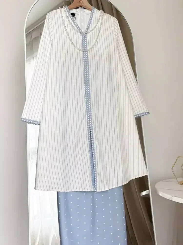 ASAYA Setelan wanita 2in1 blouse lengan panjang motif print kombinasi bunga + rok panjang highwaist elegan model kekinian