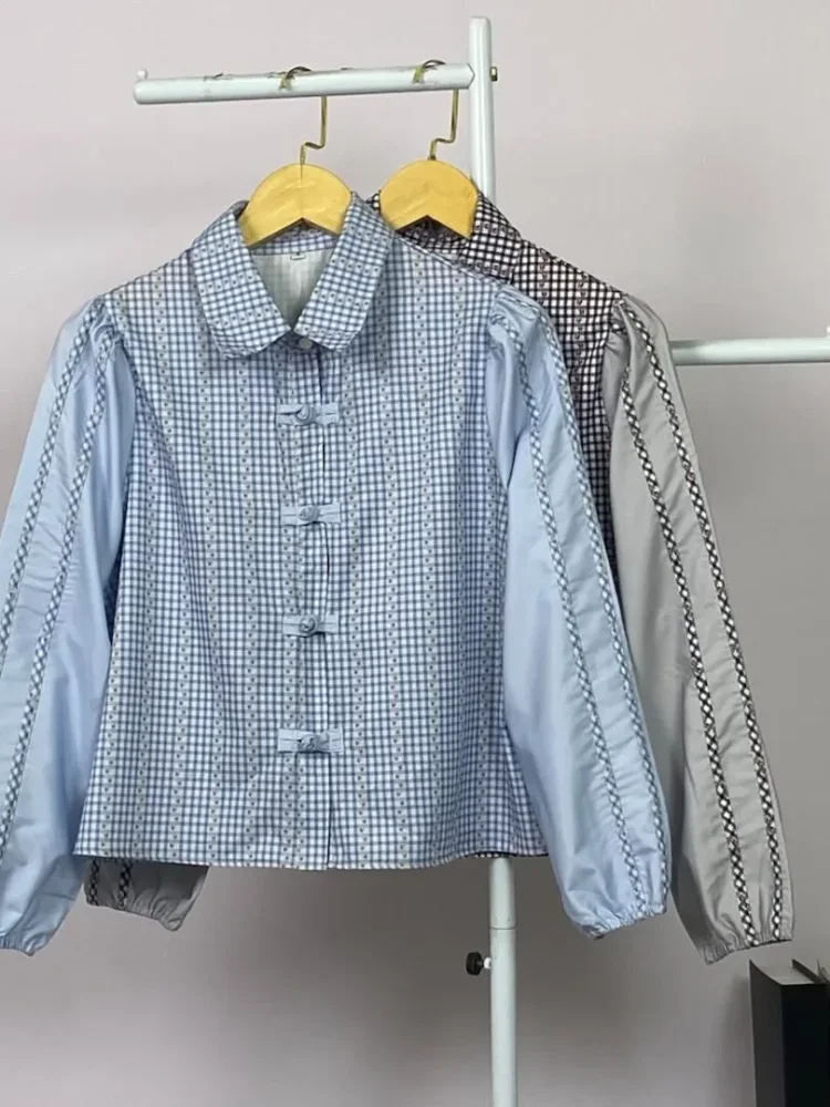 ASAYA Atasan wanita lengan panjang bermotif dengan gaya tiongkok modern, dilengkapi kancing simpul khas tiongkok buatan tangan.
