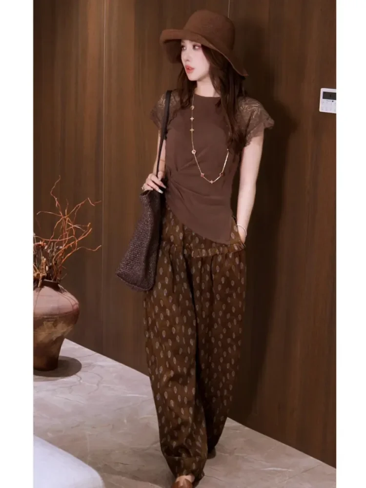 FADFAD Atasan wanita blouse lengan pendek model asimetris gaya korea