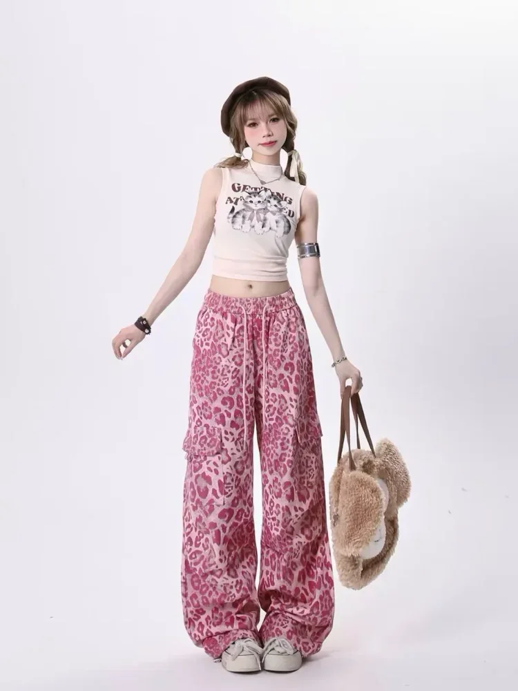 CHICMORE Celana panjang motif cetak warna kontras gaya baru kekinian korea