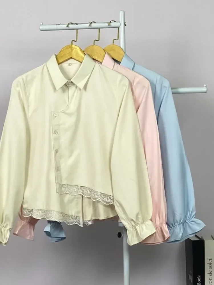 ASAYA Kemeja unik lengan panjang dan kerah collar