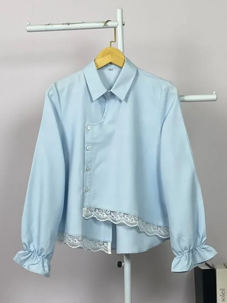 ASAYA Kemeja unik lengan panjang dan kerah collar