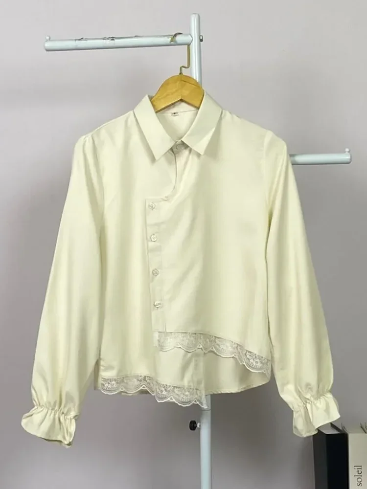 ASAYA Kemeja unik lengan panjang dan kerah collar
