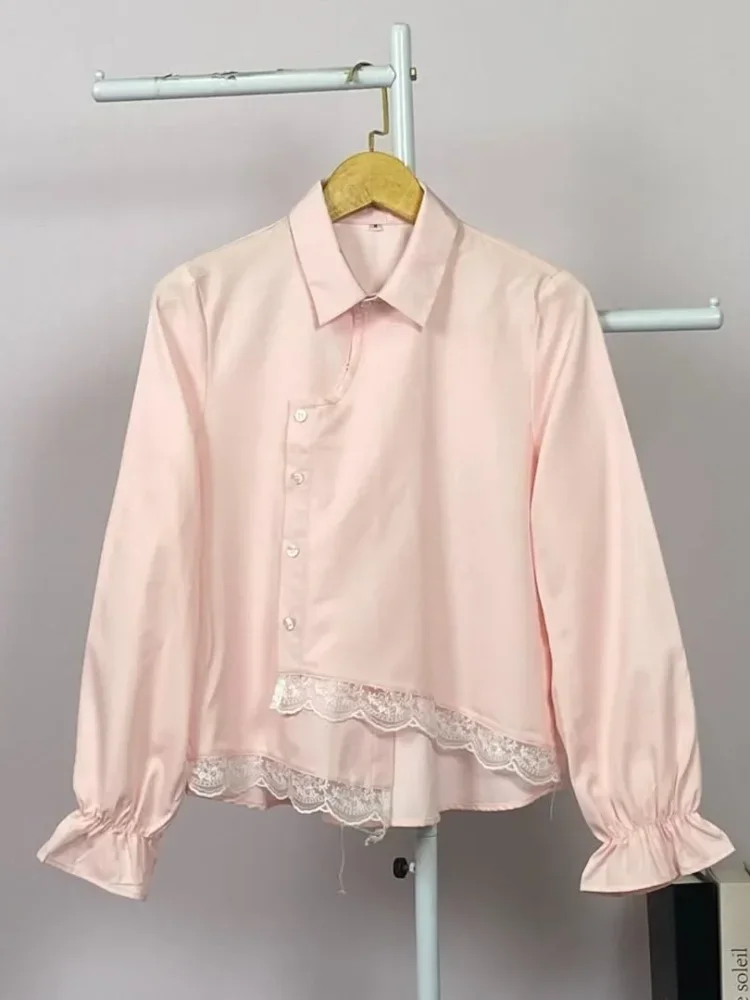 ASAYA Kemeja unik lengan panjang dan kerah collar