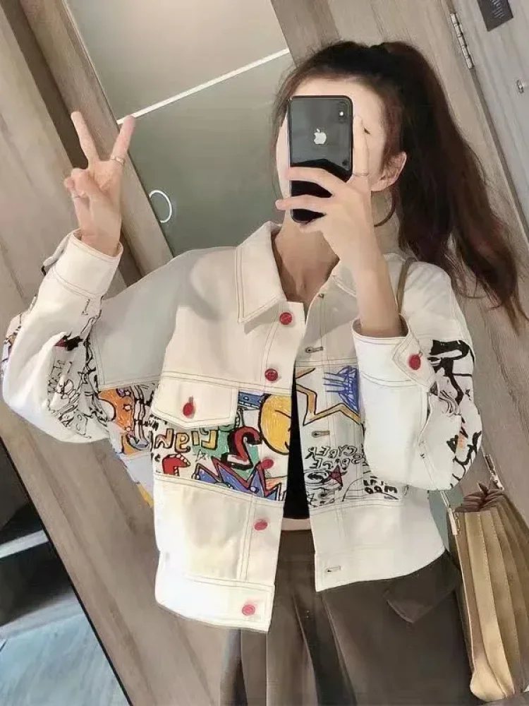 CHICMORE Kemeja model baru dengan motif cetak dan kancing aktif di bagian depan