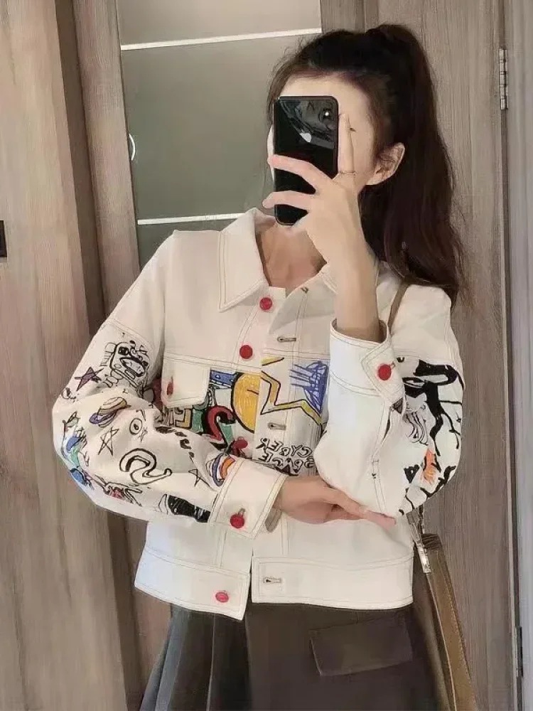 CHICMORE Kemeja model baru dengan motif cetak dan kancing aktif di bagian depan