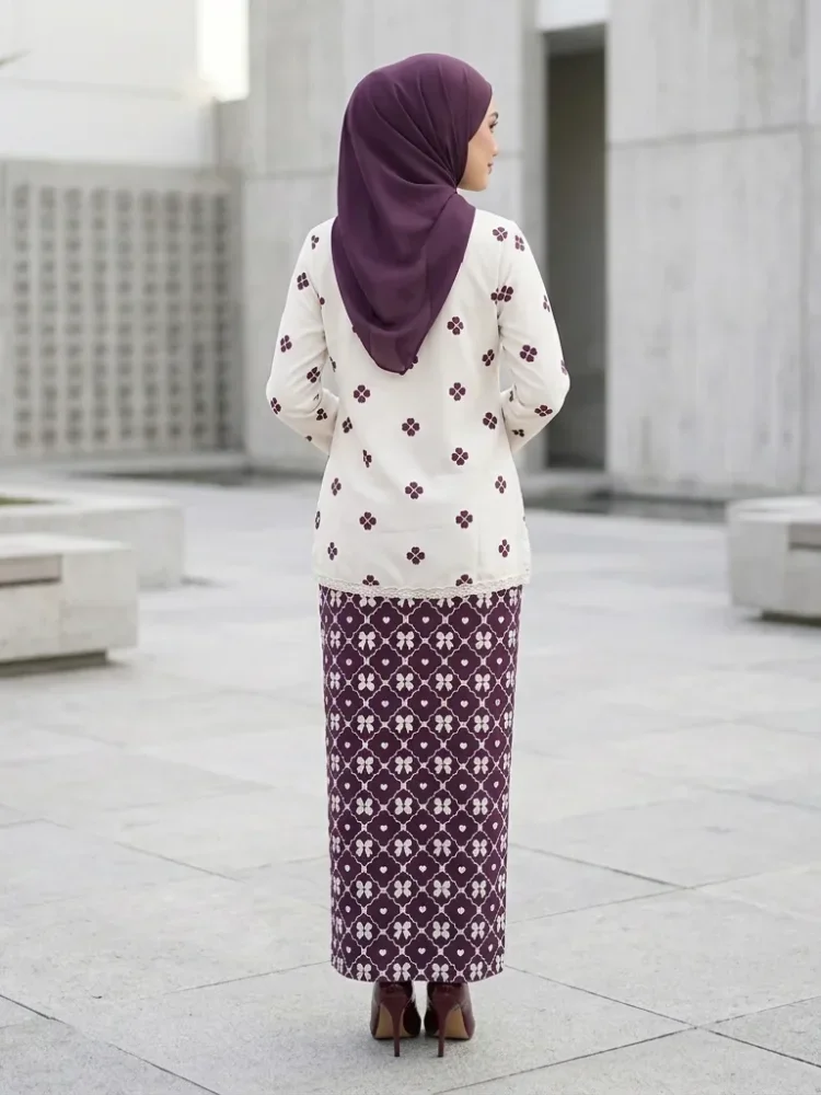 [READY STOCK]ASAYA Setelan wanita 2in1 blouse lengan panjang motif print kombinasi bunga + rok panjang highwaist elegan model kekinian