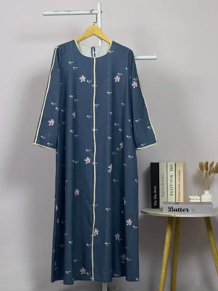 ASAYA Gaun elegan dengan motif posisi mode lengan panjang