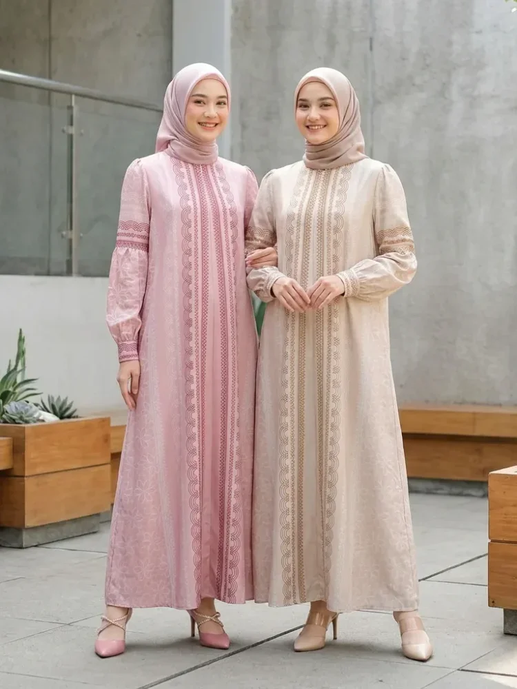 ASAYA Gaun wanita lengan panjang berlipat, cocok untuk acara resmi & santai sehari-hari