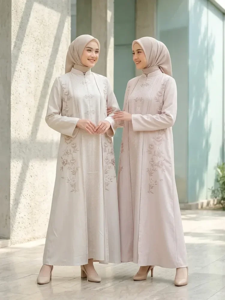 ASAYA Gaun wanita lengan panjang berlipat, cocok untuk acara resmi & santai sehari-hari
