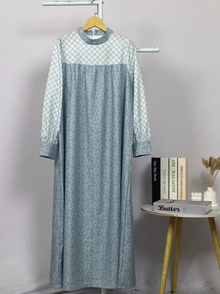 ASAYA Gaun elegan dengan motif posisi mode lengan panjang