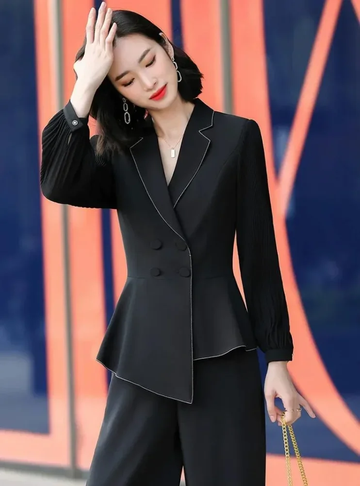 FADFAD Setelan wanita dua potong dengan blazer gaya kasual formal