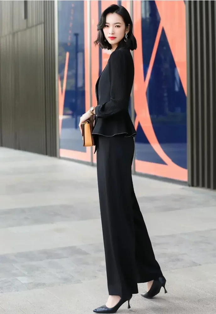 FADFAD Setelan wanita dua potong dengan blazer gaya kasual formal