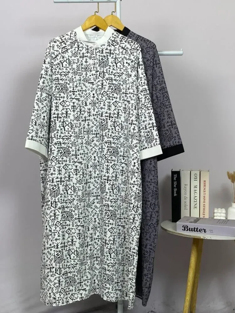 ASAYA Gamis wanita elegan motif garis kotak biru abu modern kekinian