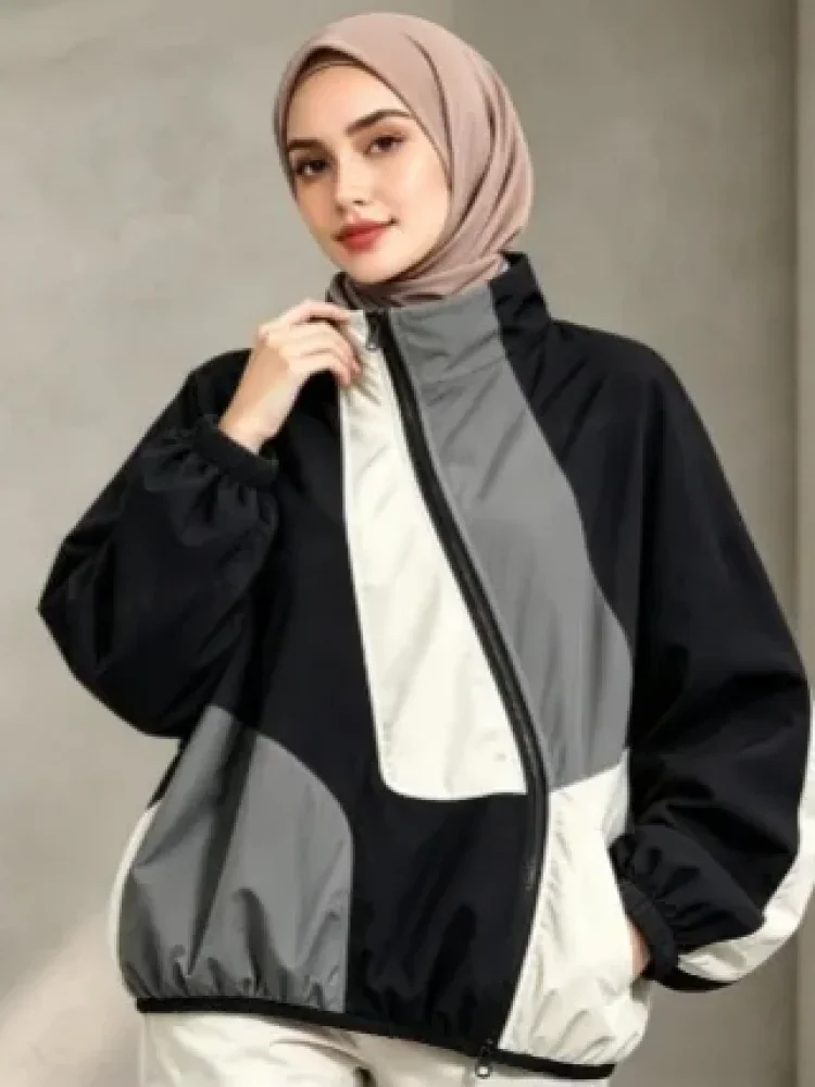 [READY STOCK]CHICMORE Jaket gaya kasual wanita kelas atas dengan ritsleting dan kerah high