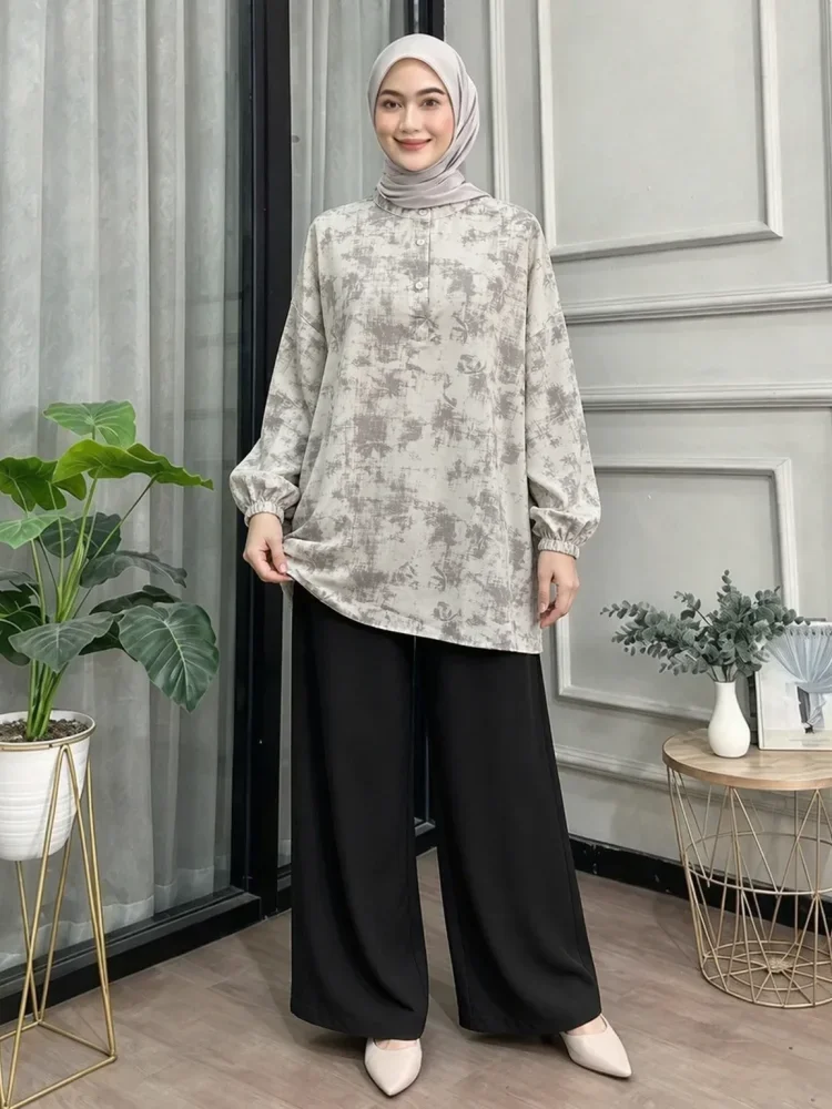 ASAYA Setelan wanita kekinian motif kotak-kotak elegan trendi