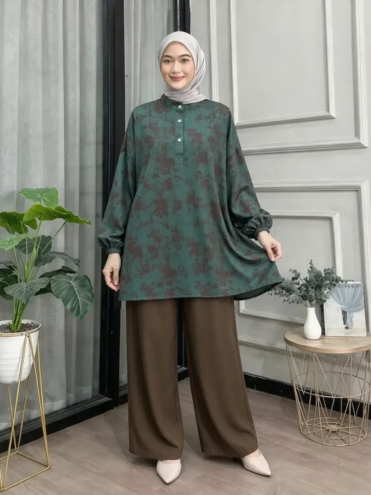 ASAYA Setelan wanita kekinian motif kotak-kotak elegan trendi