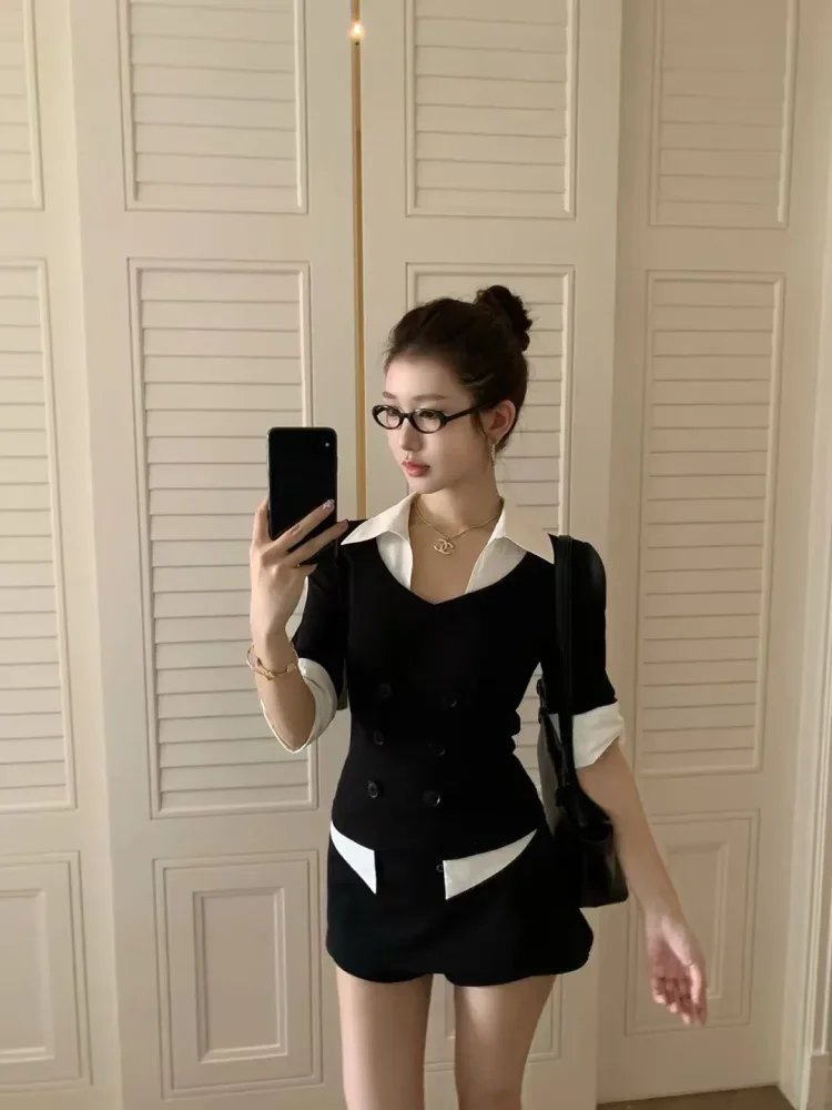 FADFAD Atasan dua potong palsu model baru gaya simpel untuk wanita feminime