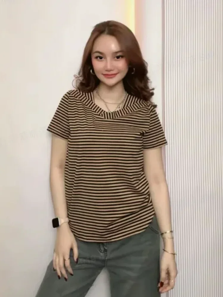 ASAYA Kaos santai tipis fashion baru dengan motif