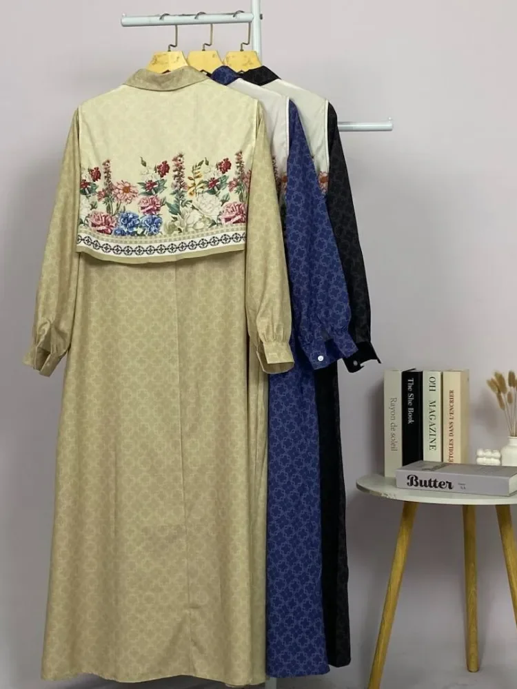 [READY STOCK]ASAYA Gaun kemeja wanita lengan panjang, palsu dua potong, kasual kantoran