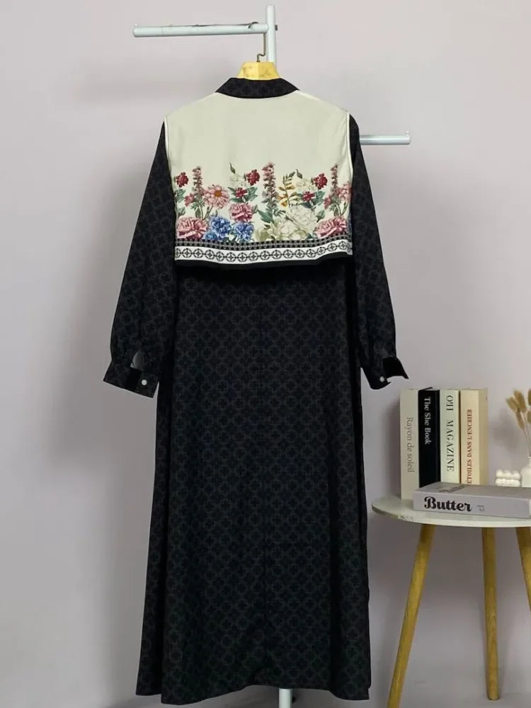 [READY STOCK]ASAYA Gaun kemeja wanita lengan panjang, palsu dua potong, kasual kantoran