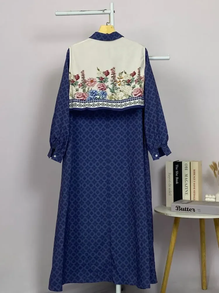 [READY STOCK]ASAYA Gaun kemeja wanita lengan panjang, palsu dua potong, kasual kantoran