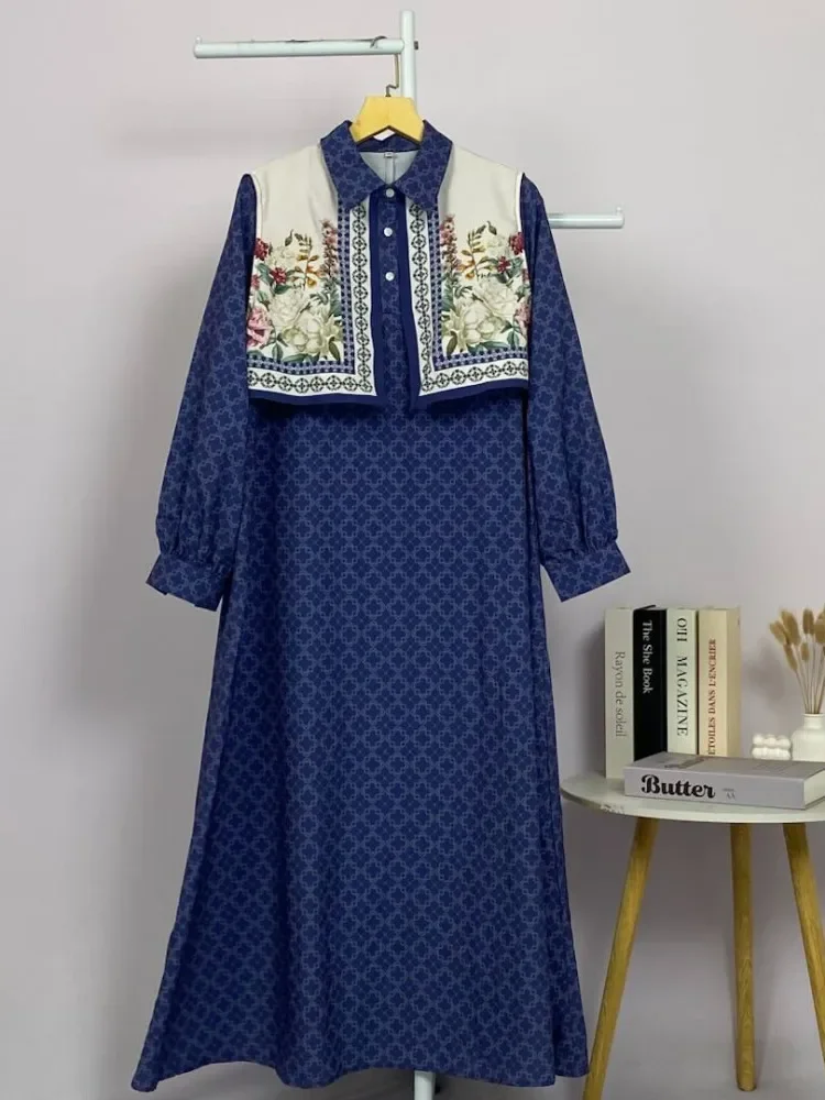 [READY STOCK]ASAYA Gaun kemeja wanita lengan panjang, palsu dua potong, kasual kantoran
