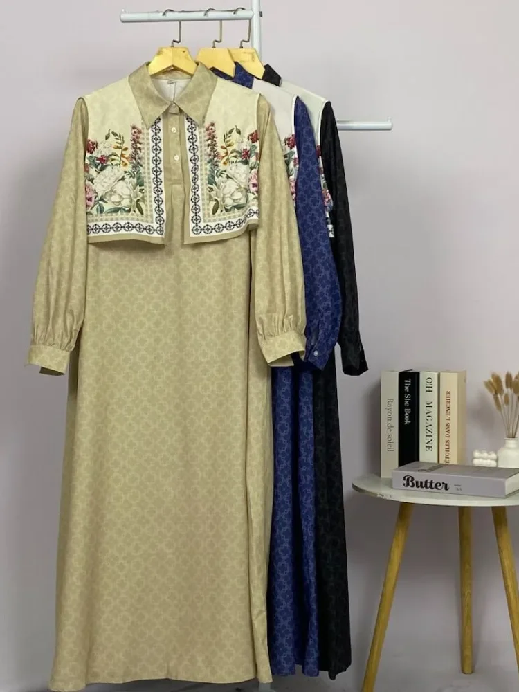 [READY STOCK]ASAYA Gaun kemeja wanita lengan panjang, palsu dua potong, kasual kantoran