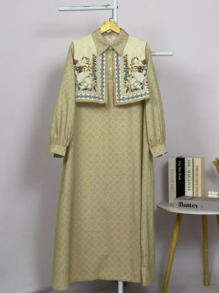 [READY STOCK]ASAYA Gaun kemeja wanita lengan panjang, palsu dua potong, kasual kantoran