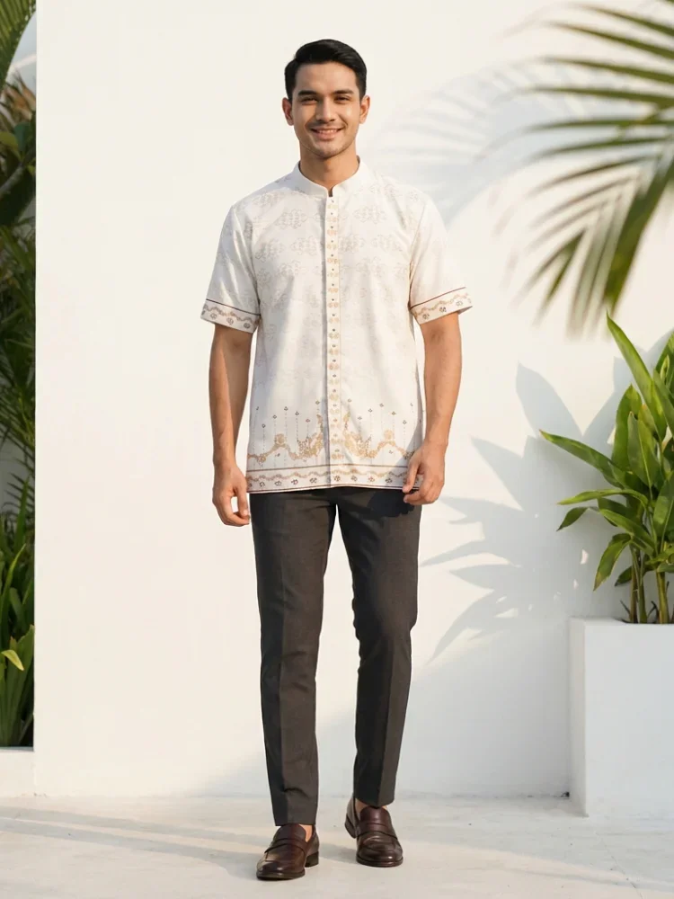 ASAYA Kaos lengan pendek pria dengan motif gaya