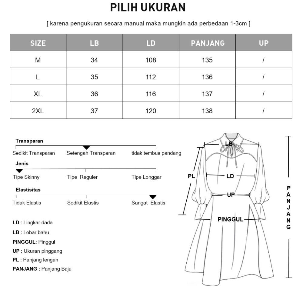 ASAYA Gaun elegan dengan motif posisi mode lengan panjang