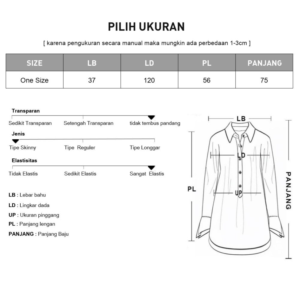 ASAYA Atasan kemeja lengan panjang  elegan longgar kasual cetak