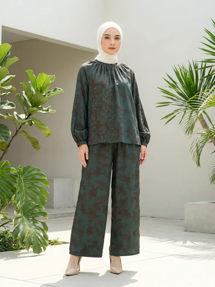 ASAYA Setelan dua potong atasan dan celana panjang wanita elegan terbaru