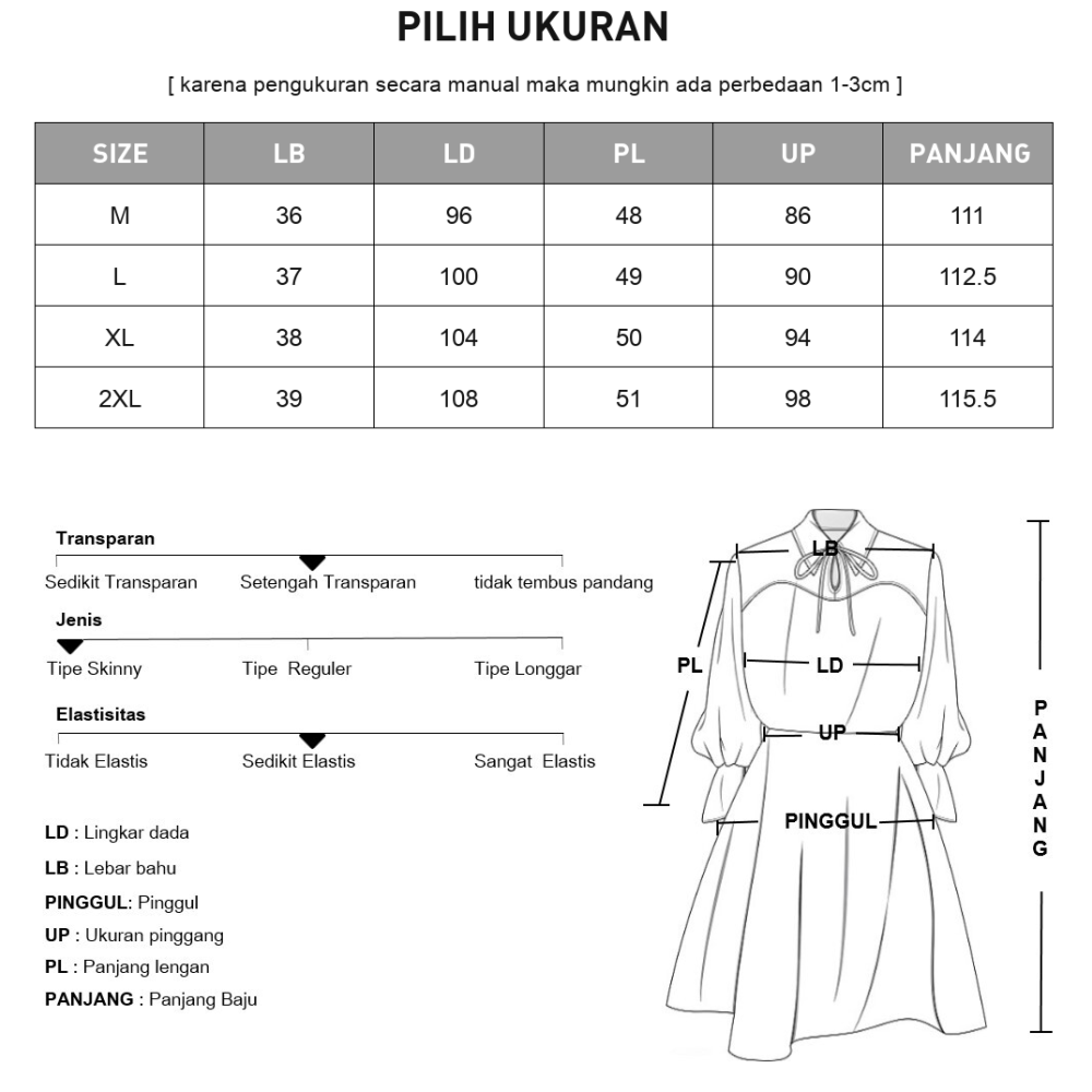 [NEW]ASAYA Gaun lengan tengah bermotif modis dan elegan