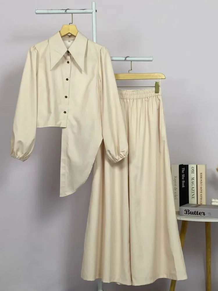 ASAYA Setelan minimalis polos wanita untuk sehari-hari, desain tidak beraturan.