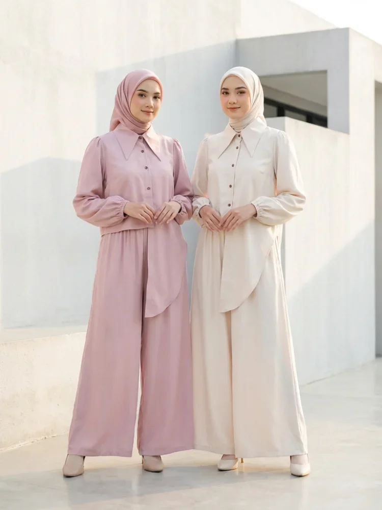 ASAYA Setelan minimalis polos wanita untuk sehari-hari, desain tidak beraturan.