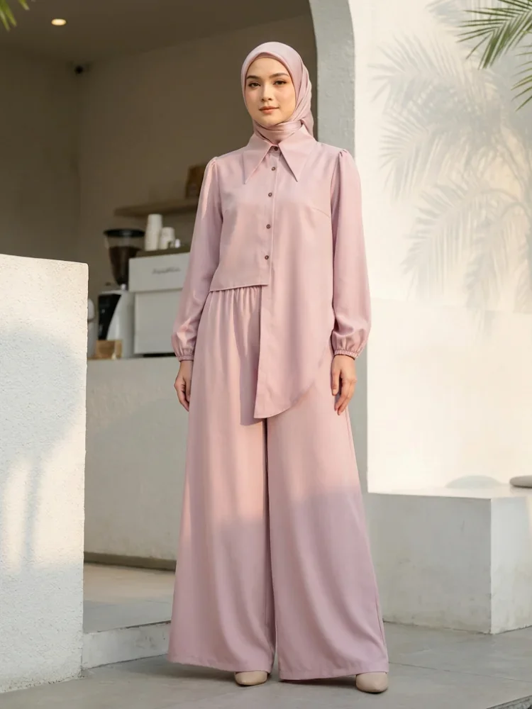 ASAYA Setelan minimalis polos wanita untuk sehari-hari, desain tidak beraturan.