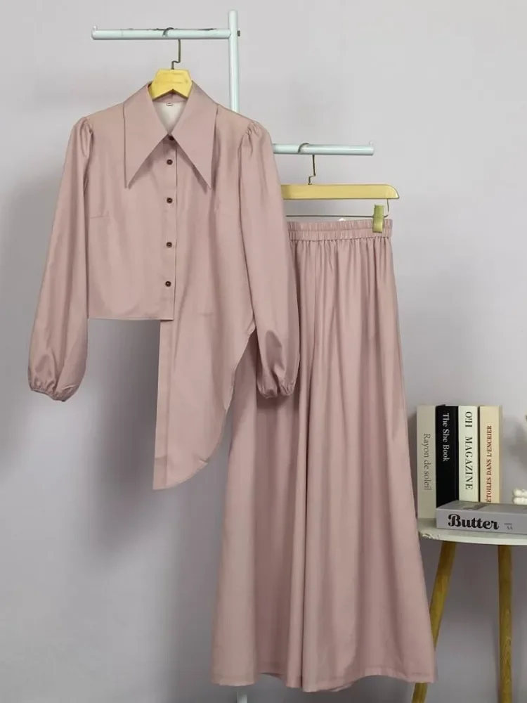 ASAYA Setelan minimalis polos wanita untuk sehari-hari, desain tidak beraturan.