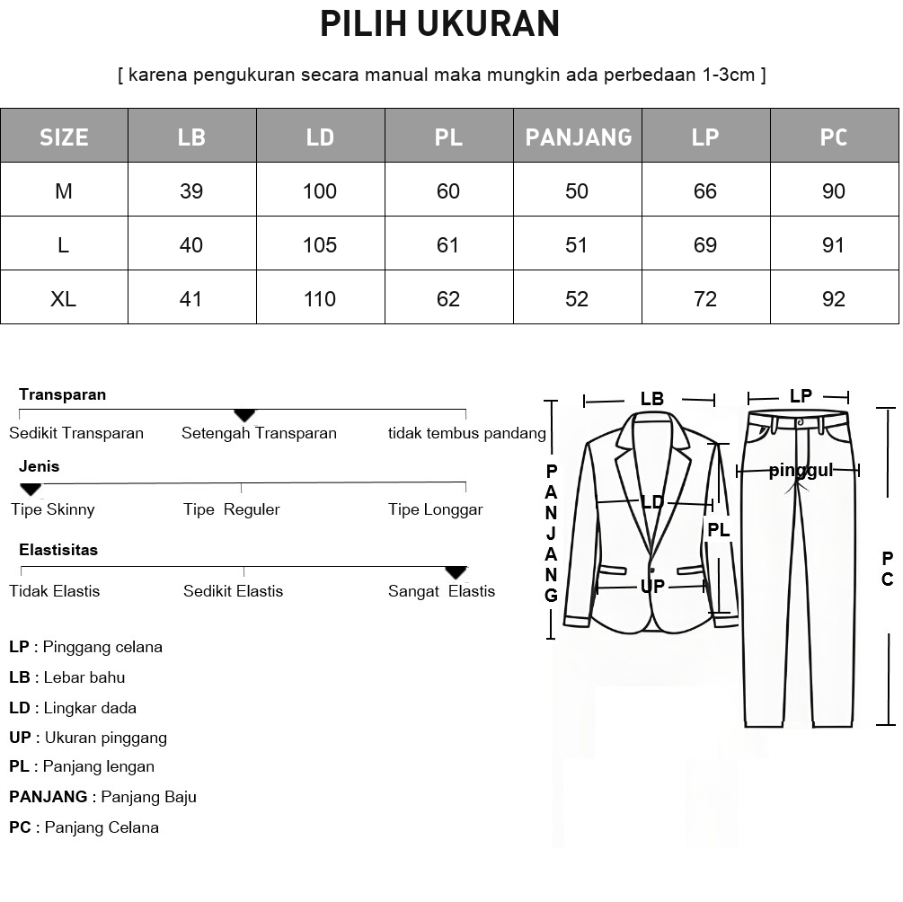 ASAYA Set atasan kemeja dan celana panjang motif tambal sulam warna polos