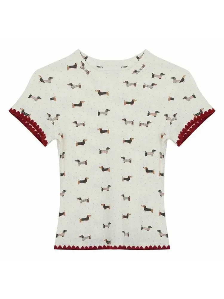 ASAYA Atasan kaos motif hewan lucu lengan pendek dan korean style