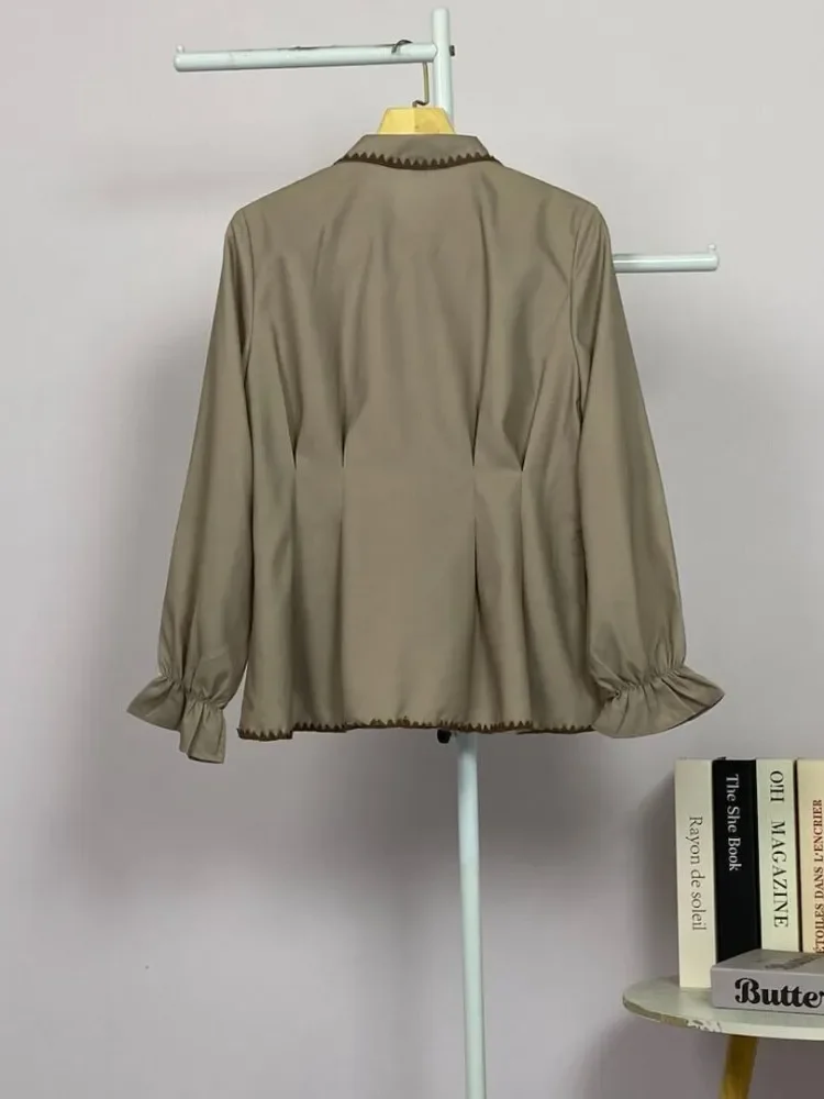 ASAYA Blouse wanita korea style desain kerut bergelombang dengan bros pita elegan nyaman banyak pilihan
