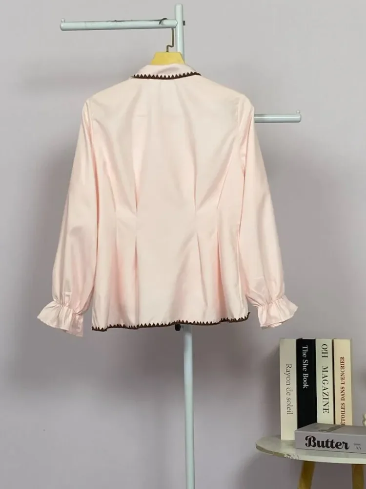 ASAYA Blouse wanita korea style desain kerut bergelombang dengan bros pita elegan nyaman banyak pilihan