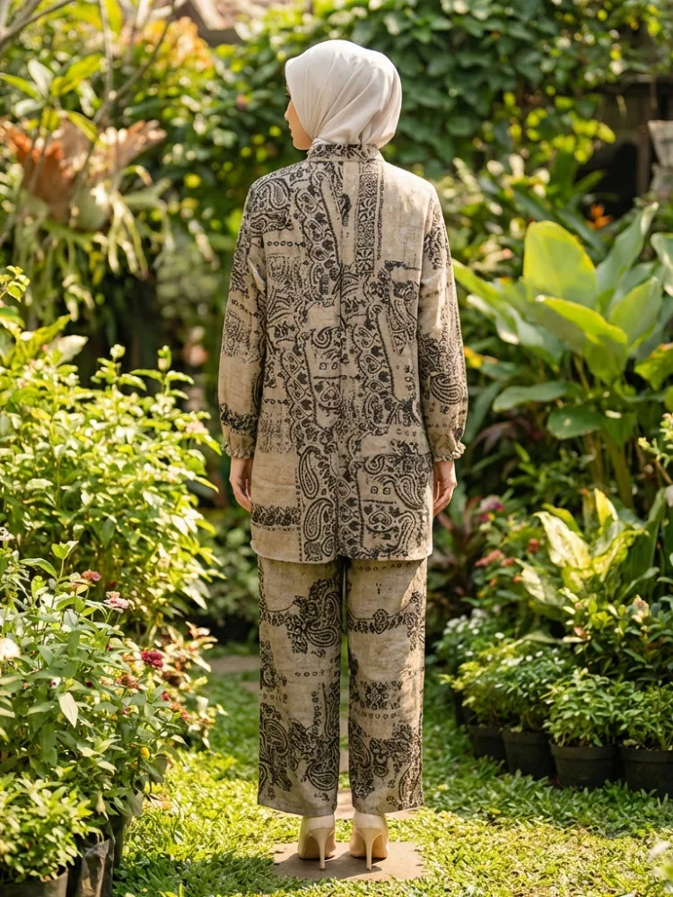 ASAYA Setelan wanita elegan motif etnik klasik modern kekinian nyaman dipakai
