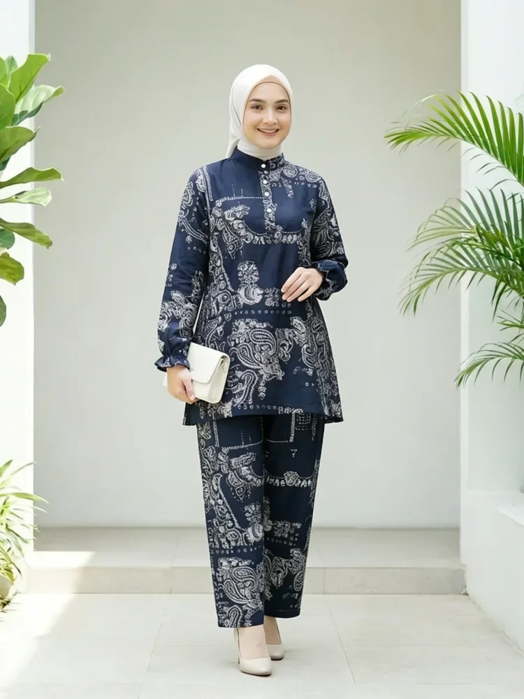ASAYA Setelan wanita elegan motif etnik klasik modern kekinian nyaman dipakai
