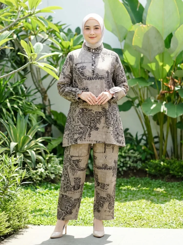 ASAYA Setelan wanita elegan motif etnik klasik modern kekinian nyaman dipakai