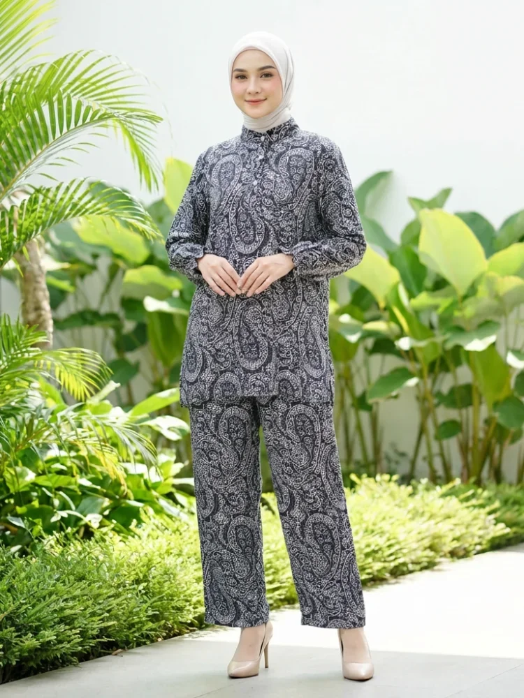 ASAYA Setelan wanita elegan motif etnik klasik modern kekinian nyaman dipakai