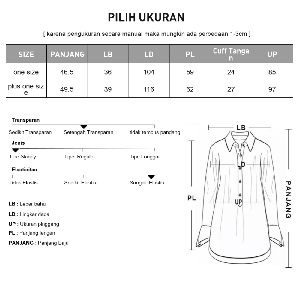 ASAYA Kemeja lengan panjang dengan kerah bulat dan celana panjang lebar bermotif garis polos set dua potong
