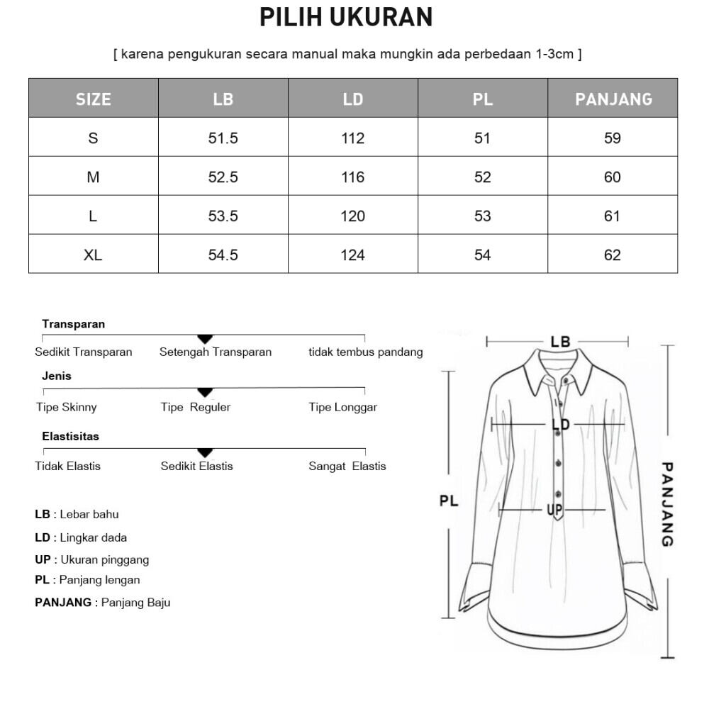 ASAYA Kemeja wanita longgar lengan panjang warna solid bordir motif lucu