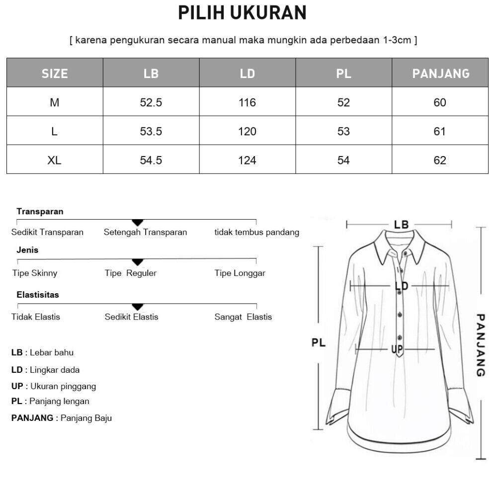 ASAYA Kemeja lengan panjang longgar wanita dengan hiasan garis, polos
